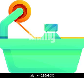 Ikone der Textilproduktion. Zeichentrickfilm der Textilproduktion Vektor-Symbol für Webdesign isoliert auf weißem Hintergrund. Textil-Produktions-Ikone, Cartoon-Stil Stock Vektor