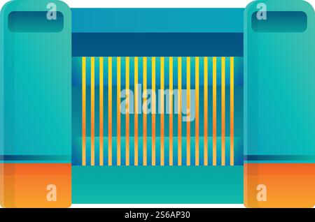 Symbol für Textilproduktionsgerät. Zeichentrickfilm des Textilproduktionsgerätevektorsymbols für Webdesign isoliert auf weißem Hintergrund. Produktions-Ikone für Textilien, Cartoon-Stil Stock Vektor