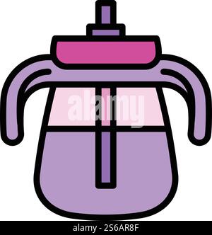 Symbol für Babybecher. Umrisse Baby Sippy Cup Vektor-Symbol für Web-Design isoliert auf weißem Hintergrund. Baby-Trinkbecher-Symbol, umrissener Stil Stock Vektor
