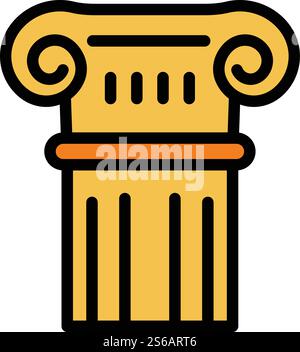 Römisches Spaltensymbol. Kontur römisches Spaltenvektorsymbol für Webdesign isoliert auf weißem Hintergrund. Römisches Säulensymbol, Umrissstil Stock Vektor