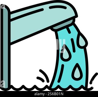 Symbol für Wasserhahn im Pool. Umreißen Pool Wasserhahn Vektor-Symbol für Web-Design isoliert auf weißem Hintergrund. Symbol für Wasserhahn im Pool, Umrissstil Stock Vektor
