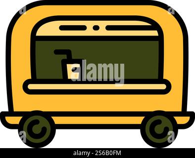 Symbol für Heißgetränke im Straßenwagen. Umreißen Sie Heißgetränke Straßenanhänger-Vektor-Symbol für Web-Design isoliert auf weißem Hintergrund. Hot Drinks Street Trailer-Symbol, Outline-Stil Stock Vektor