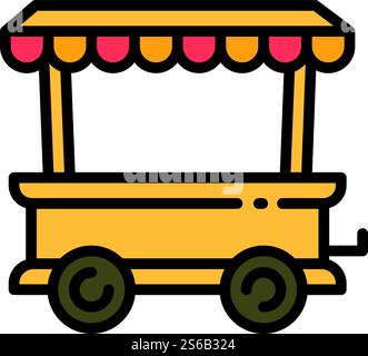 Symbol für Business Food Cart. Umreißen Sie Business Food Cart Vektor-Symbol für Web-Design isoliert auf weißem Hintergrund. Business Food Cart Symbol, Umrissstil Stock Vektor