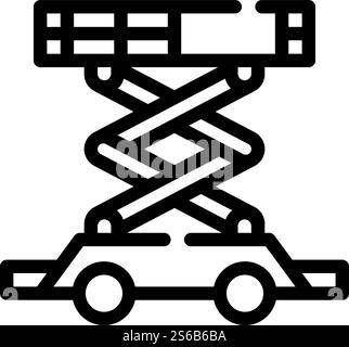 Symbolvektor der Scherenhublinie. Schild Scherenhub. Schwarze Abbildung des isolierten Kontursymbols. Isolierte Illustration des Symbols der Scherenhublinie Stock Vektor