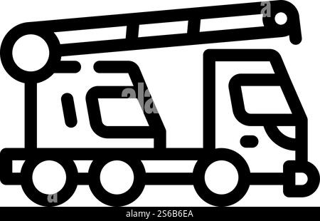 Vektor des Symbols für die mobile Kranlinie. Schild für mobilen Kran. Schwarze Abbildung des isolierten Kontursymbols. Mobile Kranlinie Symbol Vektor isolierte Illustration Stock Vektor