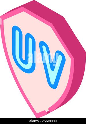 Isometrischer Ikonvektor für uv-Schutz. uv-Schutzschild mit uv-Licht. Isolierte Symboldarstellung. uv-Schutz isometrische Iconvektor-Illustration des uv-Schutzes Stock Vektor