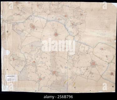 Allgemeine Karte der Dörfer in den Divisionen Süd, Zentral und Rohtak des Delhi Territoriums, vermessen von J. H. Simmonds, 1831–32 und 1832–33 (F03–17). Stockfoto