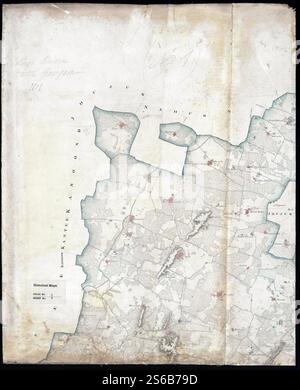 Allgemeine Karte der Dörfer in der südlichen Division des Delhi Territoriums (zeigt Rewari Pargana), vermessen von J. H. Simmonds, 1830–31 (F03-06). Stockfoto