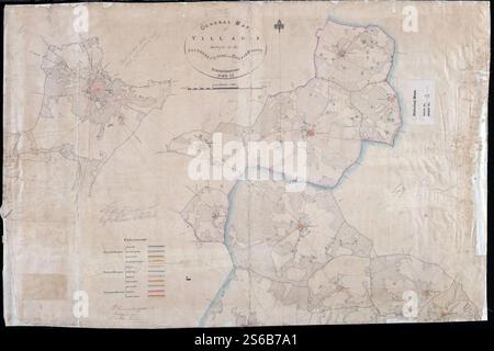Allgemeine Karte der Dörfer in den Divisionen Süd, Zentral und Rohtak des Delhi Territoriums, vermessen von J. H. Simmonds, 1831–32 und 1832–33 (F03–18). Stockfoto