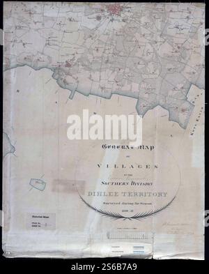 Allgemeine Karte der Dörfer in der südlichen Division des Delhi Territoriums (zeigt Rewari Pargana), vermessen von J. H. Simmonds, 1830–31 (F03-09). Stockfoto