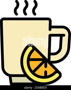 Symbol für heiße Teetassen mit Erfrierungen. Umriss Frostbite heißer Tee Tasse Vektor-Symbol für Web-Design isoliert auf weißem Hintergrund. Frostbite heiße Teetasse Symbol, umrissener Stil Stock Vektor