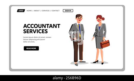 Buchhaltung Mitarbeiter Geschäftsleute Vektor. Kollegen Von Accountant Services Vereinen Mann Und Frau. Charaktere Business Financial Professional Team Web Flat Cartoon Illustration. Buchhaltung Mitarbeiter Geschäftsleute Vektor Stock Vektor