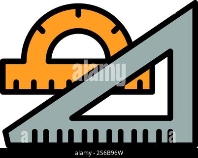Symbol für Winkellineal für Winkelmesser. Kontur Winkellineal-Vektor-Symbol für Webdesign isoliert auf weißem Hintergrund. Symbol für Winkellineal, Umrissstil Stock Vektor