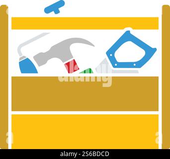 Retro-Tool-Box-Symbol. Flaches Farbdesign. Vektorgrafik. Stock Vektor