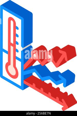 Isometrischer Symbolvektor für die globale Erwärmung. Zeichen der globalen Erwärmung. Isolierte Symboldarstellung. Isometrisches Symbol für globale Erwärmung Vektorsymbol Illustration Stock Vektor