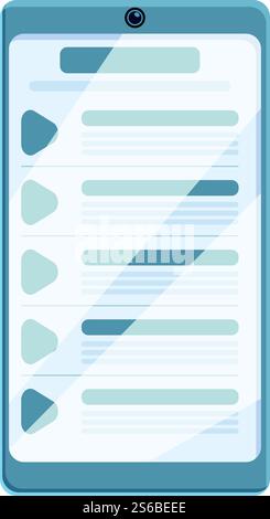 Wiedergabeliste, Mobilsymbol. Cartoon des mobilen Vektor-Symbols der Playlist für Webdesign isoliert auf weißem Hintergrund. Wiedergabeliste für Mobilgeräte, Cartoon-Stil Stock Vektor
