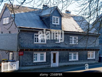 Historisches Gebäude Buergerhaus in Bad Berleburg, Deutschland, Nordrhein-Westfalen Stockfoto