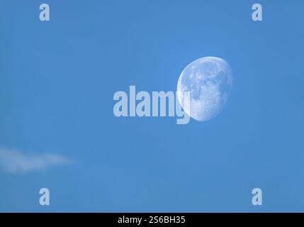 Abnehmender Gibbous Mond, im Dezember die Somerset Levels übernommen Stockfoto