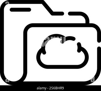 Computerordner Cloud-Speicherlinie Symbolvektor. Computerordner Cloud-Speicher-Zeichen. Schwarze Abbildung des isolierten Kontursymbols. Computerordner Cloud-Speicherlinie Vektorillustration Stock Vektor