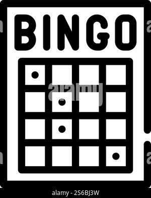 Bingo-Karte Linie Symbol Vektor. Schild mit Bingo-Karte. Schwarze Abbildung des isolierten Kontursymbols. Bingo-Karte Linie Symbol Vektor isolierte Illustration Stock Vektor