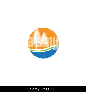 Kiefernbaum-Logo-Vektor-Design Stock Vektor