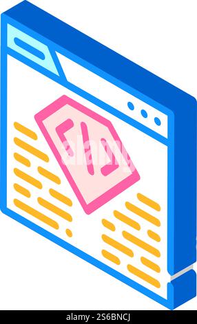 Codierung seo-Optimierung isometrischer Symbolvektor. Kodierung des seo-Optimierungszeichens. Isolierte Symboldarstellung. Codierung seo-Optimierung isometrische Symbolvektorgrafik Stock Vektor