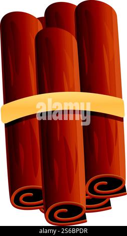 Pack-Symbol mit Zimtstäbchen. Cartoon von Zimtstäbchen Pack Vektor-Symbol für Web-Design isoliert auf weißem Hintergrund. Cinnamon-Sticks Pack-Ikone, Cartoon-Stil Stock Vektor