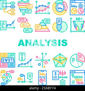 Datenanalyse Diagrammsammlung Symbole Vektor Festlegen. Finanz- Und Swot-Analyse, Wirtschafts- Und Geschäftsanalyse, Infografik Und Diagrammforschung Lineare Piktogramme. Farbige Konturabbildungen. Datenanalyse Diagrammsammlung Symbole Vektor Festlegen Stock Vektor