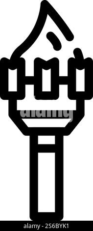 Vektor für brennende Fackellinie. Brennende Taschenlampe. Schwarze Abbildung des isolierten Kontursymbols. Brennende Fackellinie Symbol Vektor schwarze Illustration Stock Vektor