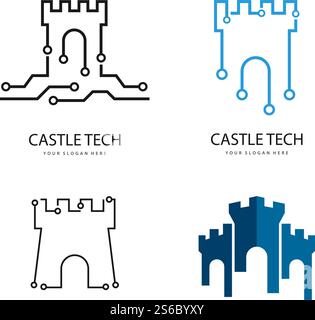Castle TECH Illustration Logovorlage Stock Vektor