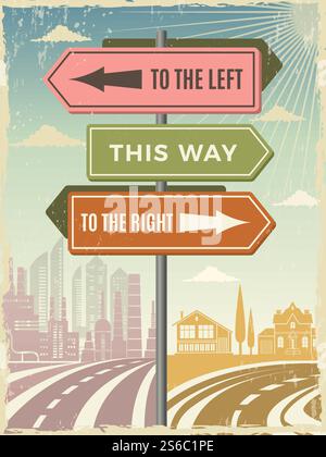 Fahrtrichtungstafeln. Moderne Straßenpfeile Vektor-Hintergrundbilder. Darstellung der Fahrtrichtung, Hinweisschilder, an Bord von Verkehrsschildern. Fahrtrichtungstafeln. Moderne Straßenpfeile Vektor-Hintergrundbilder Stock Vektor