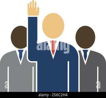 Abstimmung Mann mit Männer hinter Symbol. Flache Farbgestaltung. Vector Illustration. Stock Vektor
