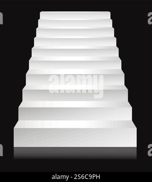 Treppen oder Treppen, Podium Leiter Vektor 3D isolierte Treppenvorlage. Innenarchitektur oder Treppenelement in Gebäuden, Treppenstufen, weißes Modell. Etagenanschluss, Innen- oder Außenbau, Architektur. Treppen oder Treppen, Podiumleiter Vorlage, Stufen oder Treppen Stock Vektor