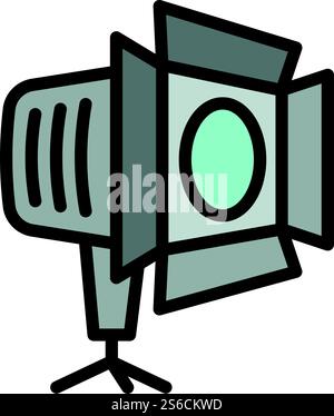 Symbol für Kamerastudio-Spotlight. Outline Camera Studio Spotlight Vektorsymbol für Webdesign isoliert auf weißem Hintergrund. Kamerastudio-Spotlight-Symbol, umrissener Stil Stock Vektor
