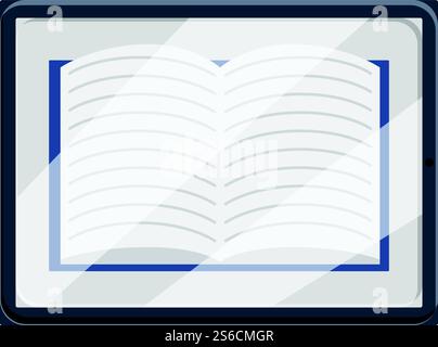 Symbol für E-Book-Anwendung öffnen. Zeichentrick eines offenen Anwendungsvektorsymbols für Webdesign auf weißem Hintergrund. E-Book-Symbol für offene Anwendung, Cartoon-Stil Stock Vektor