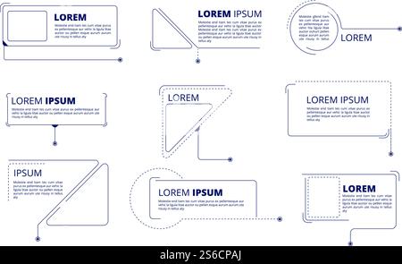 Beschriftungen Titel. Textetiketten Technologie Callout Marketing Titelfelder untere dritte Balken Vektor isolierter Satz. Titelfeld dritte Zeile, Diagrammabbildung. Beschriftungen Titel. Textetiketten Technologie Callout Marketing Titelfelder untere dritte Balken Vektor isolierter Satz Stock Vektor