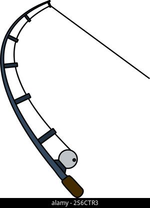 Symbol Der Gebogenen Angelausrüstung. Bearbeitbare Kontur Mit Farbfülldesign. Vektorgrafik. Stock Vektor