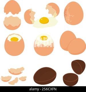 Eierschalensymbole festgelegt. Isometrische Gruppe von Eierschalenvektorsymbolen für Webdesign isoliert auf weißem Hintergrund. Eierschalen-Symbole gesetzt, isometrischer Stil Stock Vektor