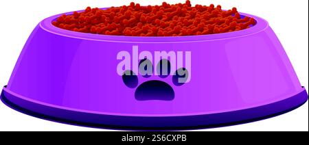 Symbol für volle Hundefutterschale. Cartoon des vollen Hundefutter Schüssel Vektor-Symbol für Web-Design isoliert auf weißem Hintergrund. Voll gefüllte Hundefutterschale, Ikone im Cartoon-Stil Stock Vektor