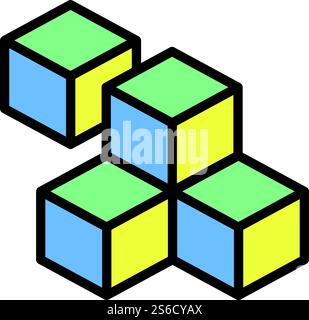 Spielzeugsymbol Cubes. Umrisswürfel Spielzeug-Vektor-Symbol für Webdesign isoliert auf weißem Hintergrund. Cubes Spielzeug-Ikone, umrissener Stil Stock Vektor