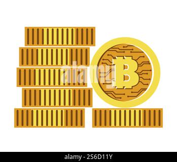 Kryptowährungs-Marktplatz, Bitcoins Stack isoliertes Symbol, Börsenvektor. Online-Geldbörse und -Zahlungen, Internet-Finanzierung oder digitaler Geldstapel. Finanztransaktionen, mobile Webbanken. Bitcoins-Stack, Kryptowährungsstapel, isoliertes Symbol der Börse Stock Vektor