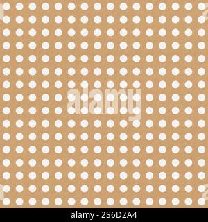 Nahtloses Muster in weißen Polka Dots auf beigem Hintergrund im warmen Herbstferienthema Konfetti. Aquarellhandillustration als Hintergrund für die Ernte Stockfoto