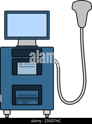 Symbol Für Ultraschalldiagnosegerät. Bearbeitbare Kontur Mit Farbfülldesign. Vektorgrafik. Stock Vektor