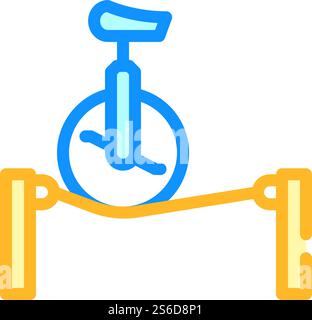 Einrad auf Kabel Farbe Symbol Vektor. Einrad auf Kabel-Schild. Isolierte Symboldarstellung. Einrad auf Kabel Farbe Symbol Vektor Illustration Stock Vektor
