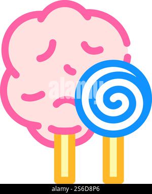 Zuckerwatte Farbe Icon Vektor. Zuckerwatte-Schild. Isolierte Symboldarstellung. Baumwollbonbon Farbe Icon Vektor Illustration flach Stock Vektor