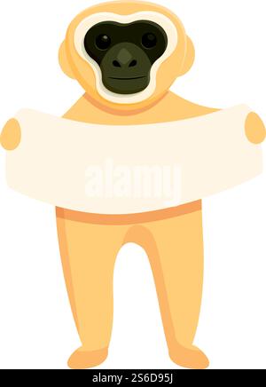 Gibbon-Banner-Symbol. Cartoon des Gibbon-Banner-Vektor-Symbols für Webdesign isoliert auf weißem Hintergrund. Gibbon-Banner-Ikone, Cartoon-Stil Stock Vektor