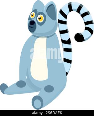 Lemuren-Primaten-Symbol. Cartoon des Lemur Primaten Vektorsymbols für Webdesign isoliert auf weißem Hintergrund. Lemuren-Primaten-Ikone, Cartoon-Stil Stock Vektor
