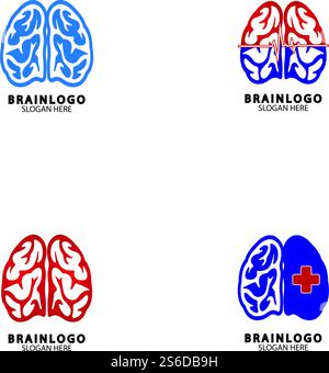 Brain Logo Designs Konzept Vektor, Gesundheit Brain Pulse Logo, Brain care Logo Vorlage Vektor Stock Vektor