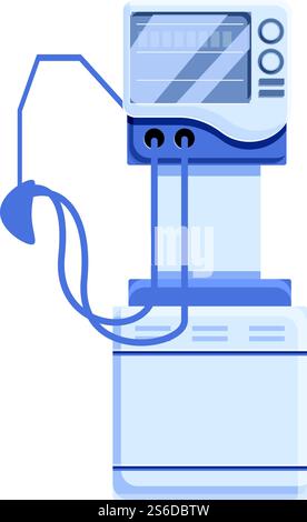 Symbol für medizinisches Beatmungsgerät in der Klinik. Cartoon des medizinischen Maschine-Vektorsymbols des Klinikbeatmungsgeräts für Webdesign isoliert auf weißem Hintergrund. Klinik Beatmungsgerät medizinische Maschine Symbol, Cartoon Stil Stock Vektor