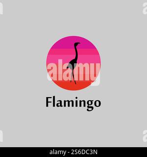 flamingo Silhouette Szene bei Sonnenuntergang Logo Design Vektor Stock Vektor